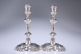 A PAIR OF HANDSOME GEORGE II SILVER CANDLESTICKS, MARY GOULD (MRS JAMES GOULD), LONDON 1747