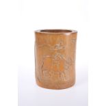 A GOOD CHINESE BAMBOO BRUSH POT, 19TH CENTURY