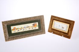 WO MUGHAL STYLE PAINTED IVORY PLAQUES, LATE 19th CENTURY