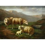 19th CENTURY SCHOOL, SHEEP IN A MOORLAND LANDSCAPE