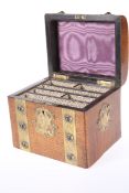 A VICTORIAN BRASS-MOUNTED OAK STATIONERY BOX