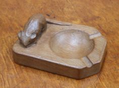 A MOUSEMAN OAK ASHTRAY