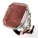A VICTORIAN CARVED CARNELIAN SEAL FOB