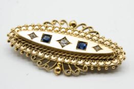 A VICTORIAN SAPPHIRE AND DIAMOND SWEETHEART BROOCH