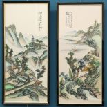 A PAIR OF CHINESE PAINTED SILK PICTURES
