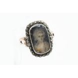 A GEORGIAN CUT-STEEL SET MOURNING RING