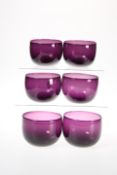 A SET OF SIX VICTORIAN AMETHYST GLASS FINGER BOWLS