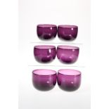 A SET OF SIX VICTORIAN AMETHYST GLASS FINGER BOWLS