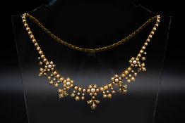 A MID VICTORIAN SEED PEARL NECKLACE