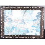 A CHINESE MOTHER-OF-PEARL INLAID HARDWOOD PICTURE FRAME
