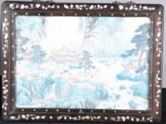 A CHINESE MOTHER-OF-PEARL INLAID HARDWOOD PICTURE FRAME