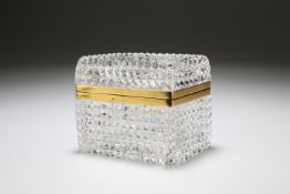 A FRENCH GILT-METAL MOUNTED CUT-GLASS RECTANGULAR BOX, PROBABLY BACCARAT