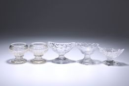 FIVE GEORGE III AND LATER CUT-GLASS SALTS