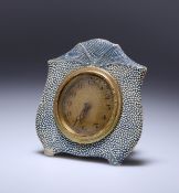 A BLUE SHAGREEN DESK CLOCK, c. 1920