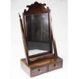 A GEORGE III MAHOGANY DRESSING TABLE MIRROR