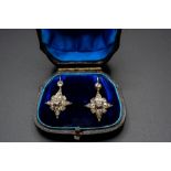 A PAIR OF LATE 19TH CENTURY DIAMOND SET EARRINGS