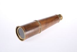 A LARGE WWII TWO-DRAW BRASS AND LEATHER NAVAL TELESCOPE, DATED