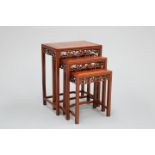 A NEST OF THREE CHINESE HARDWOOD TABLES