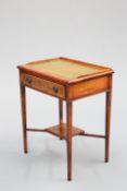 AN EDWARDIAN LEATHER-INSET AND INLAID WALNUT LADY'S WRITING DESK