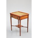 AN EDWARDIAN LEATHER-INSET AND INLAID WALNUT LADY'S WRITING DESK