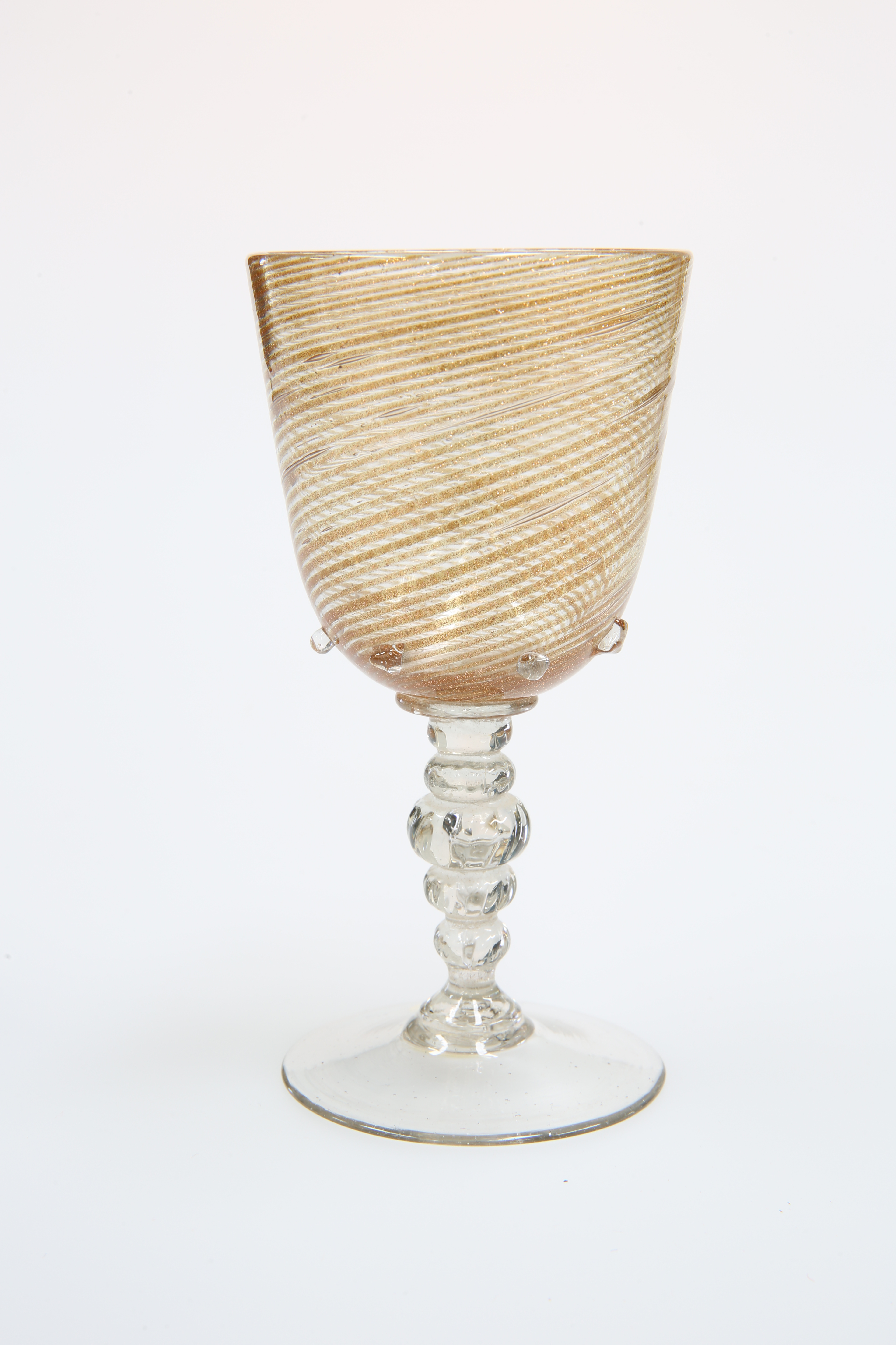 A VENETIAN AVENTURINE WINE GLASS, PROBABLY SALVIATI, MURANO