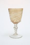 A VENETIAN AVENTURINE WINE GLASS, PROBABLY SALVIATI, MURANO