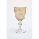 A VENETIAN AVENTURINE WINE GLASS, PROBABLY SALVIATI, MURANO