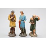 A GROUP OF THREE LARGE 19TH CENTURY POLYCHROME CARVED WOOD FIGURES
