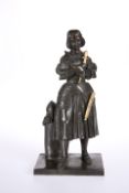 A FRENCH PARCEL-GILT AND PATINATED BRONZE FIGURE OF JOAN OF ARC, LATE 19th CENTURY