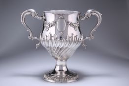 A LARGE GEORGE III IRISH SILVER TWIN-HANDLED CUP, MATTHEW WEST, DUBLIN 1779
