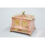 AN ARTS AND CRAFTS COPPER AND BRASS COAL BOX