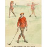 A GROUP OF FIVE HAND-COLOURED GOLFING CARTOONS