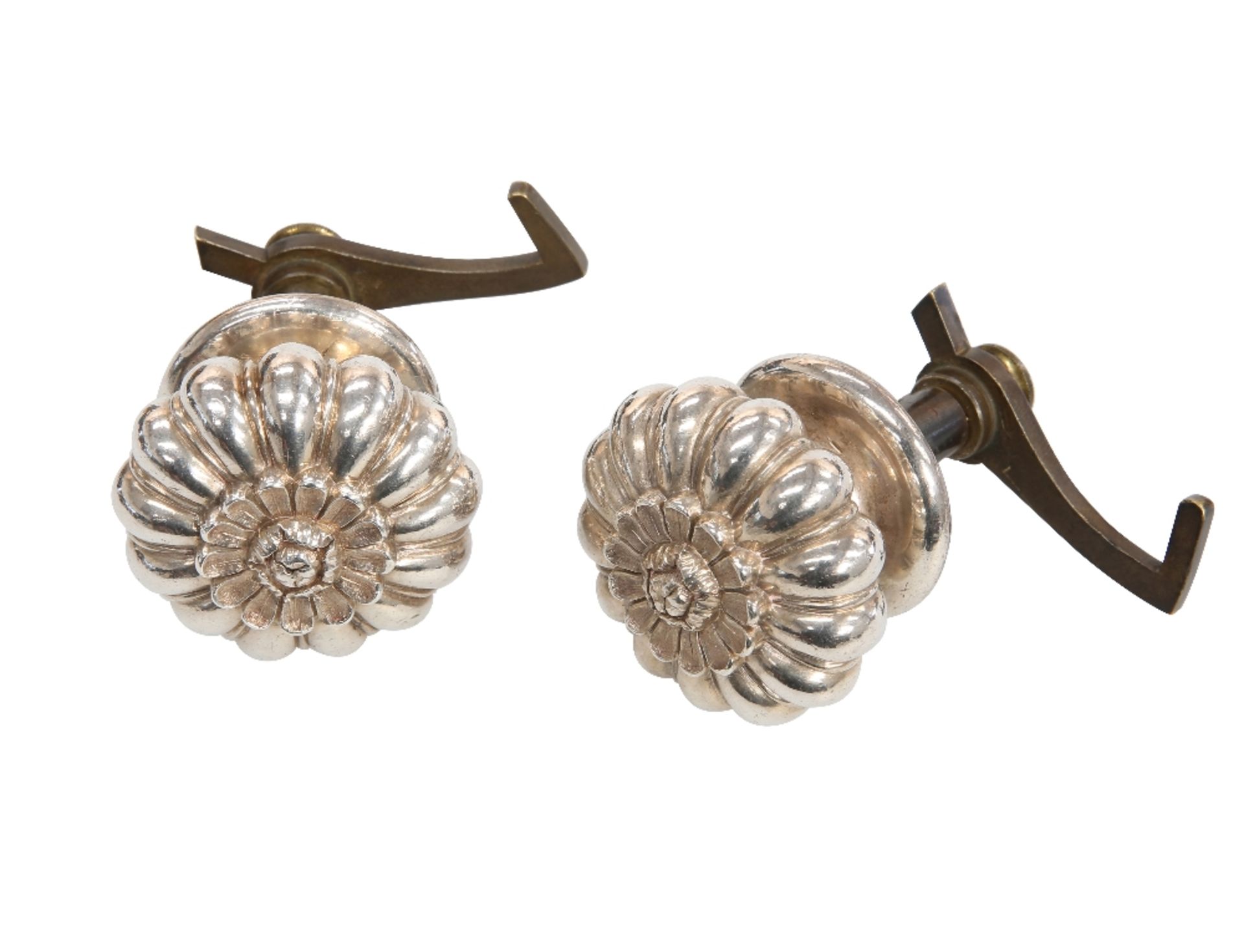 A PAIR OF WILLIAM IV SILVER-MOUNTED DOOR-HANDLES