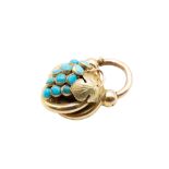 A MID 19TH CENTURY TURQUOISE-SET PADLOCK CLASP