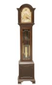 AN EARLY 20TH CENTURY OAK WESTMINSTER CHIME LONGCASE CLOCK