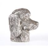 A LARGE CAST SILVER LIGHTER IN THE FORM OF A POODLE'S HEAD