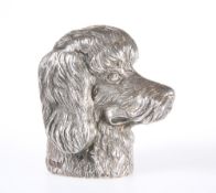 A LARGE CAST SILVER LIGHTER IN THE FORM OF A POODLE'S HEAD
