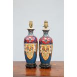 A PAIR OF JAPANESE CLOISONNE LAMP BASES, MEIJI PERIOD