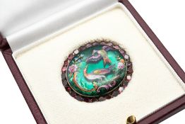 A MID 18TH CENTURY ENAMEL AND GARNET CLASP