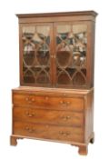 A GEORGE III MAHOGANY BOOKCASE ON CHEST