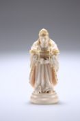 19TH CENTURY IVORY FIGURAL CHESS PIECE, carved as the figure of a Bishop