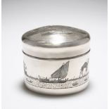 A LARGE IRAQI SILVER NIELLO BOX AND COVER