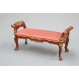 A HANDSOME PARCEL-GILT WINDOW SEAT, IN LOUIS XV STYLE