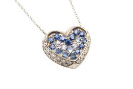 A SAPPHIRE AND DIAMOND PENDANT NECKLACE