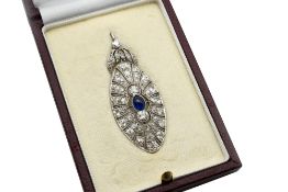 A SAPPHIRE AND DIAMOND PENDANT