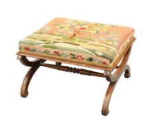 A REGENCY ROSEWOOD AND NEEDLEWORK STOOL