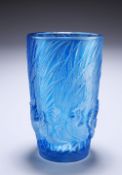 COQS ET PLUMES - A LALIQUE VASE WITH BLUE PATINA