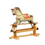 AN EARLY 20TH CENTURY PAINTED DAPPLE GREY ROCKING HORSE, BY COLLINSON