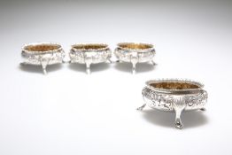 A MATCHED SET OF FOUR VICTORIAN SILVER SALTS