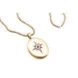 A LATE 19TH CENTURY ENAMEL AND GEM-SET LOCKET PENDANT